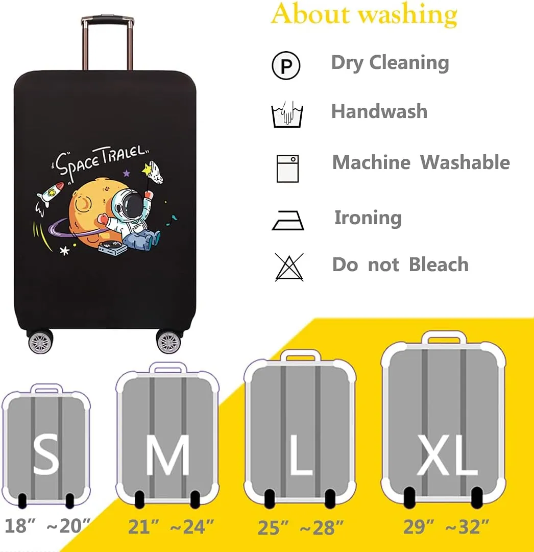 TRAVEL KIN Thickened Luggage Cover - Washable Travel Gear, 18/24/28/32 Inch Suitcase Spandex Protective Cover (XL 29"-32" Luggage, Astronaut)