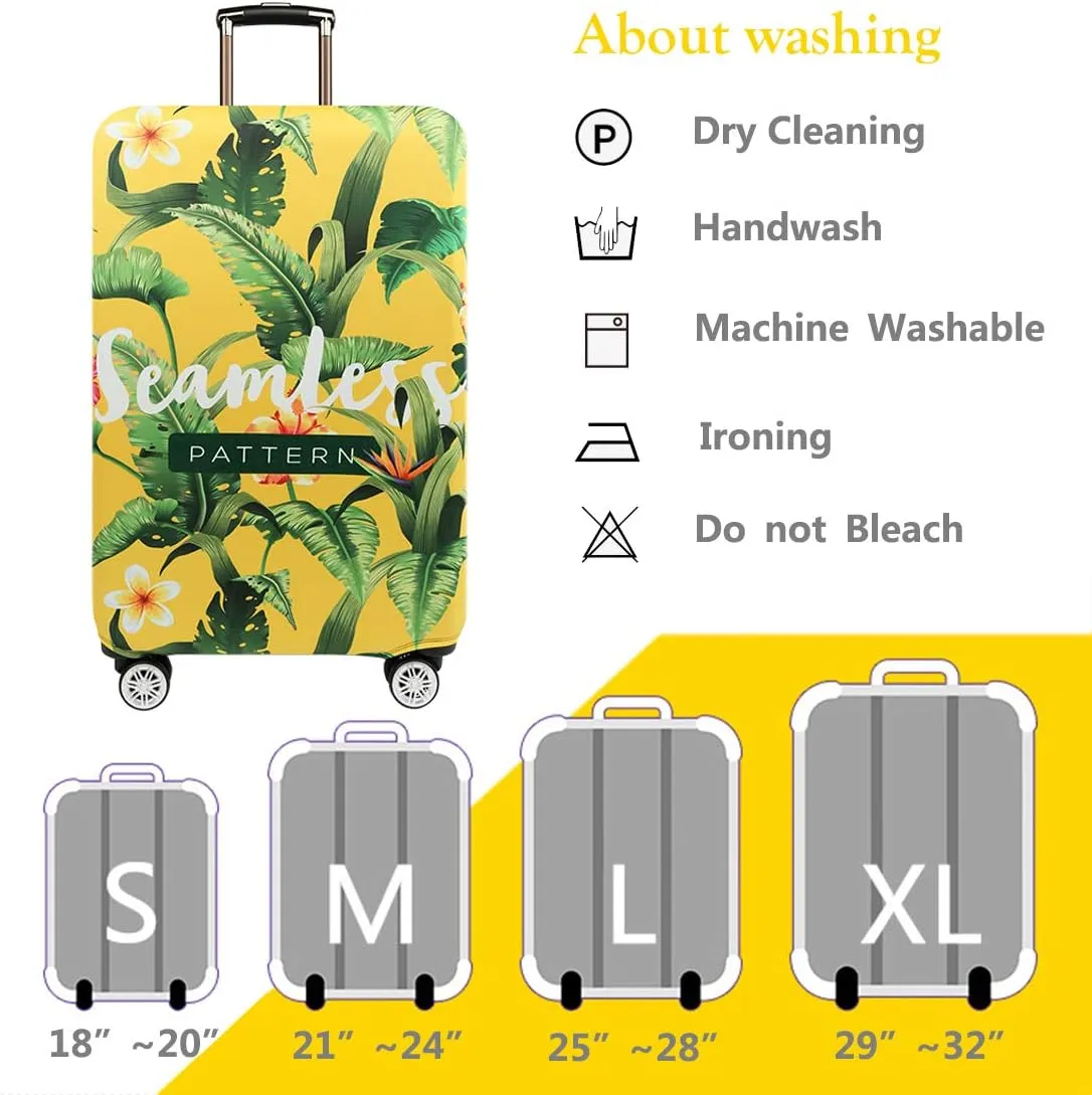 TRAVEL KIN Thickened Luggage Cover ，Washable Travel Gear Cover，18/24/28/32 Inch Suitcase Spandex Protective Cover (XL(29"-32" luggage), Banana Leaf)