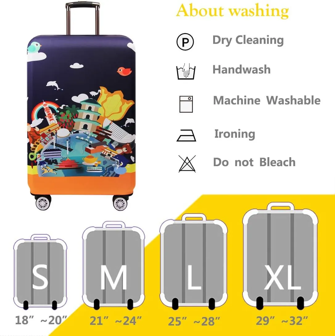 TRAVEL KIN Thickened Luggage Gear Cover, 18/24/28/32 Inch Suitcase Spandex Protective Cover (XL 29"-32" Luggage), China Attractions