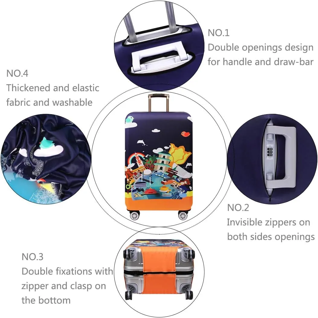 TRAVEL KIN Thickened Luggage Gear Cover, 18/24/28/32 Inch Suitcase Spandex Protective Cover (XL 29"-32" Luggage), China Attractions