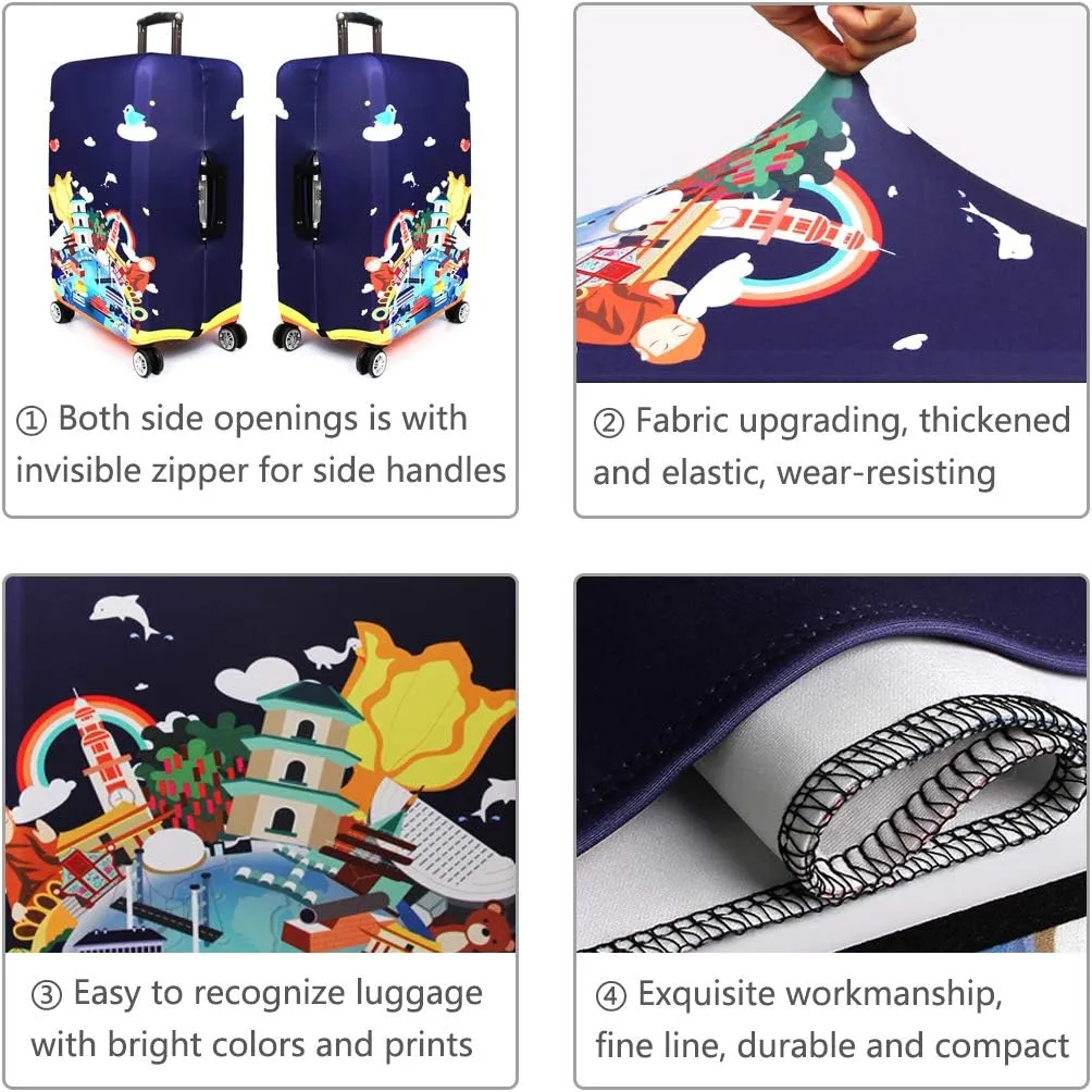 TRAVEL KIN Thickened Luggage Gear Cover, 18/24/28/32 Inch Suitcase Spandex Protective Cover (XL 29"-32" Luggage), China Attractions