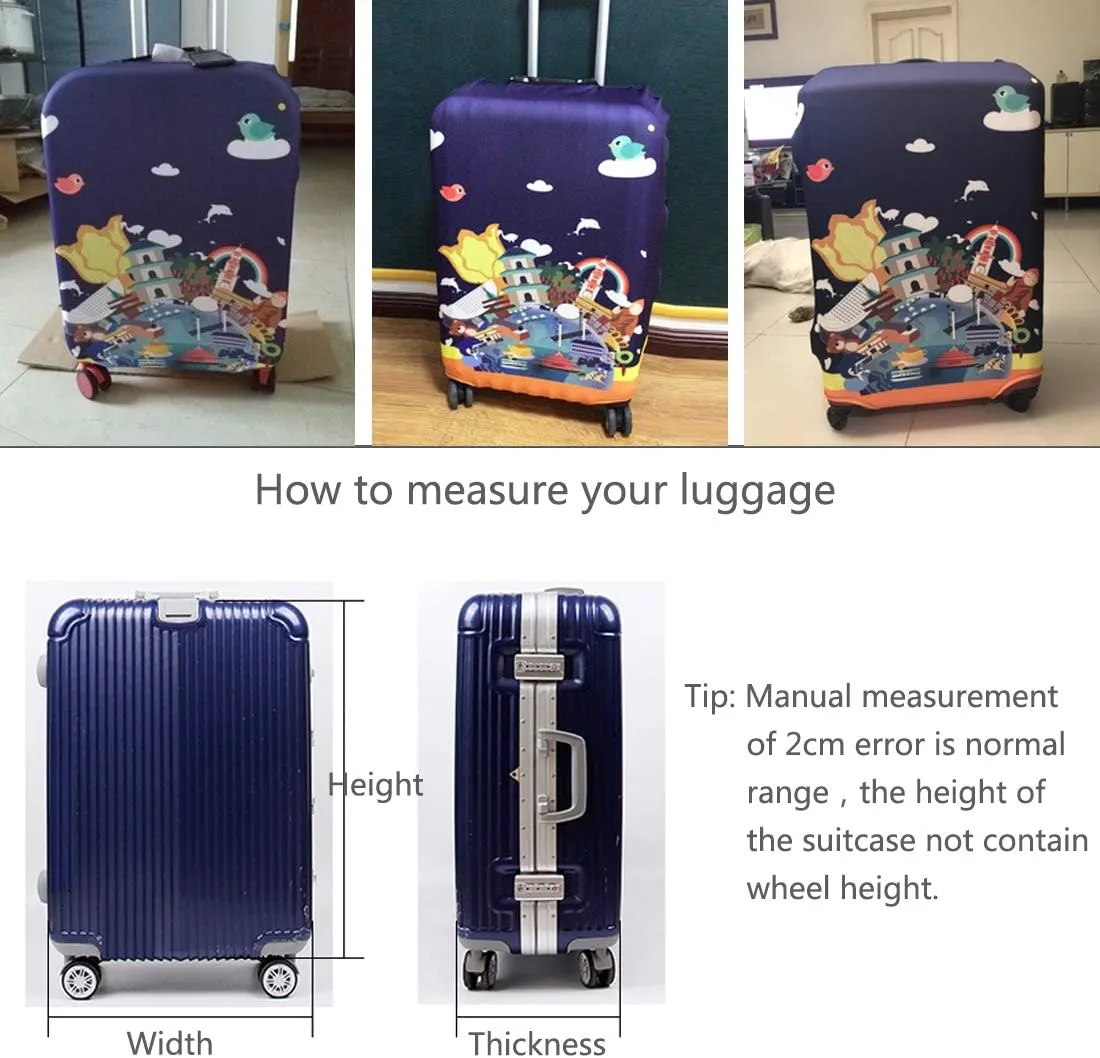 TRAVEL KIN Thickened Luggage Gear Cover, 18/24/28/32 Inch Suitcase Spandex Protective Cover (XL 29"-32" Luggage), China Attractions