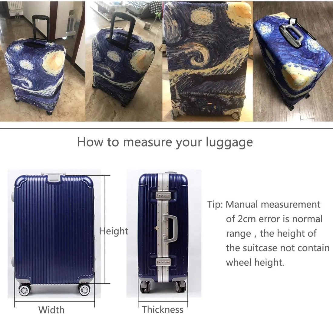 TRAVEL KIN Washable Luggage Cover, 18/24/28/32 Inch Spandex Protective Cover - M(22"-24" luggage), Starry Night