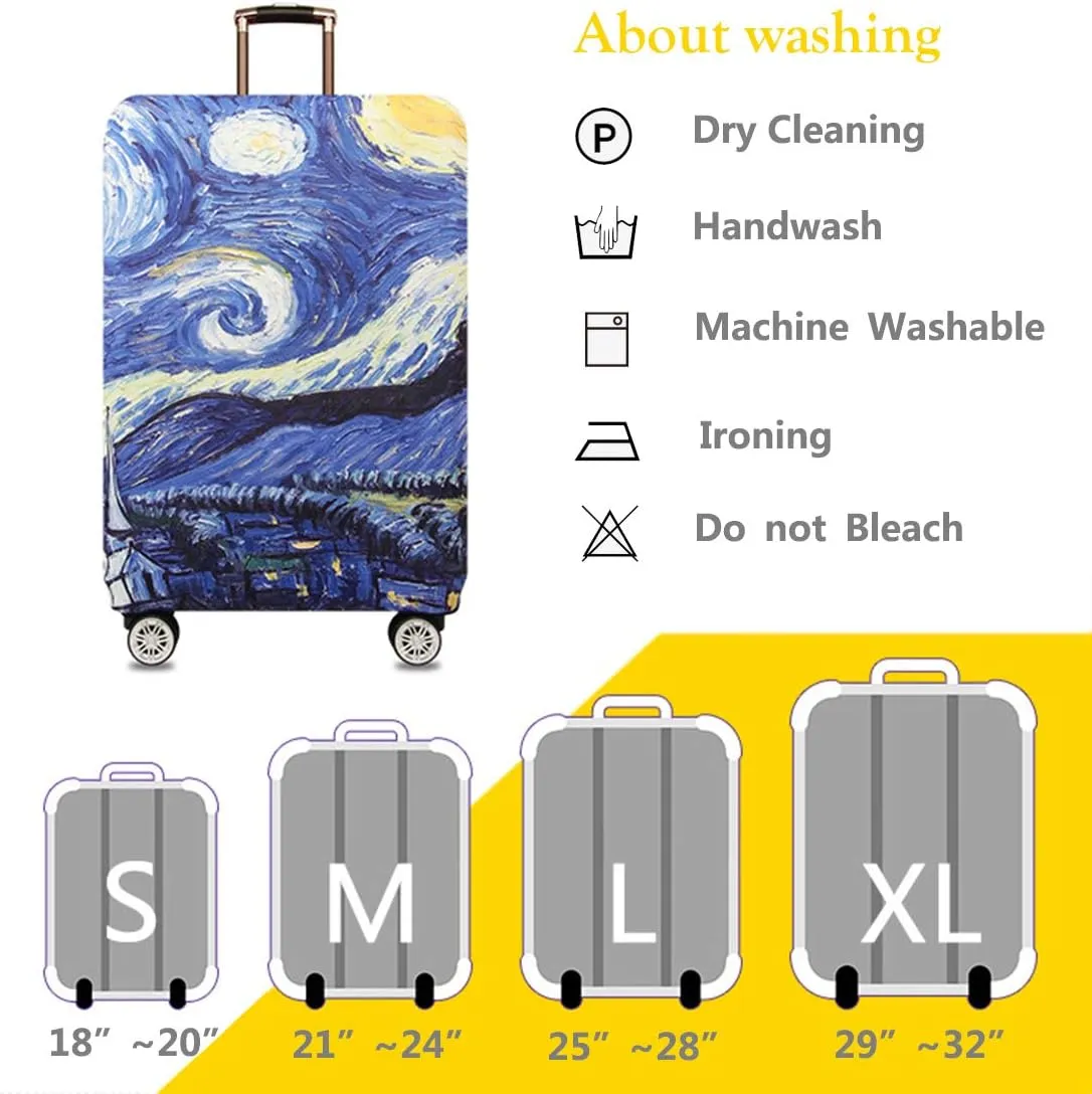 TRAVEL KIN Washable Luggage Cover, 18/24/28/32 Inch Spandex Protective Cover - M(22"-24" luggage), Starry Night