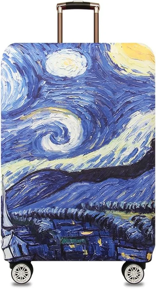 TRAVEL KIN Washable Luggage Cover, 18/24/28/32 Inch Spandex Protective Cover - M(22"-24" luggage), Starry Night