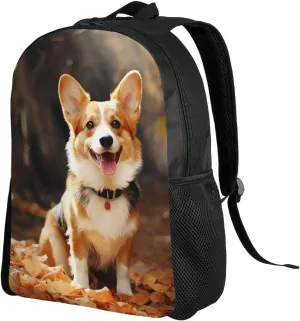 Travel Laptop Backpack Corgi Dog Carry On Backpack Casual Daypack Waterproof Business Work Bag