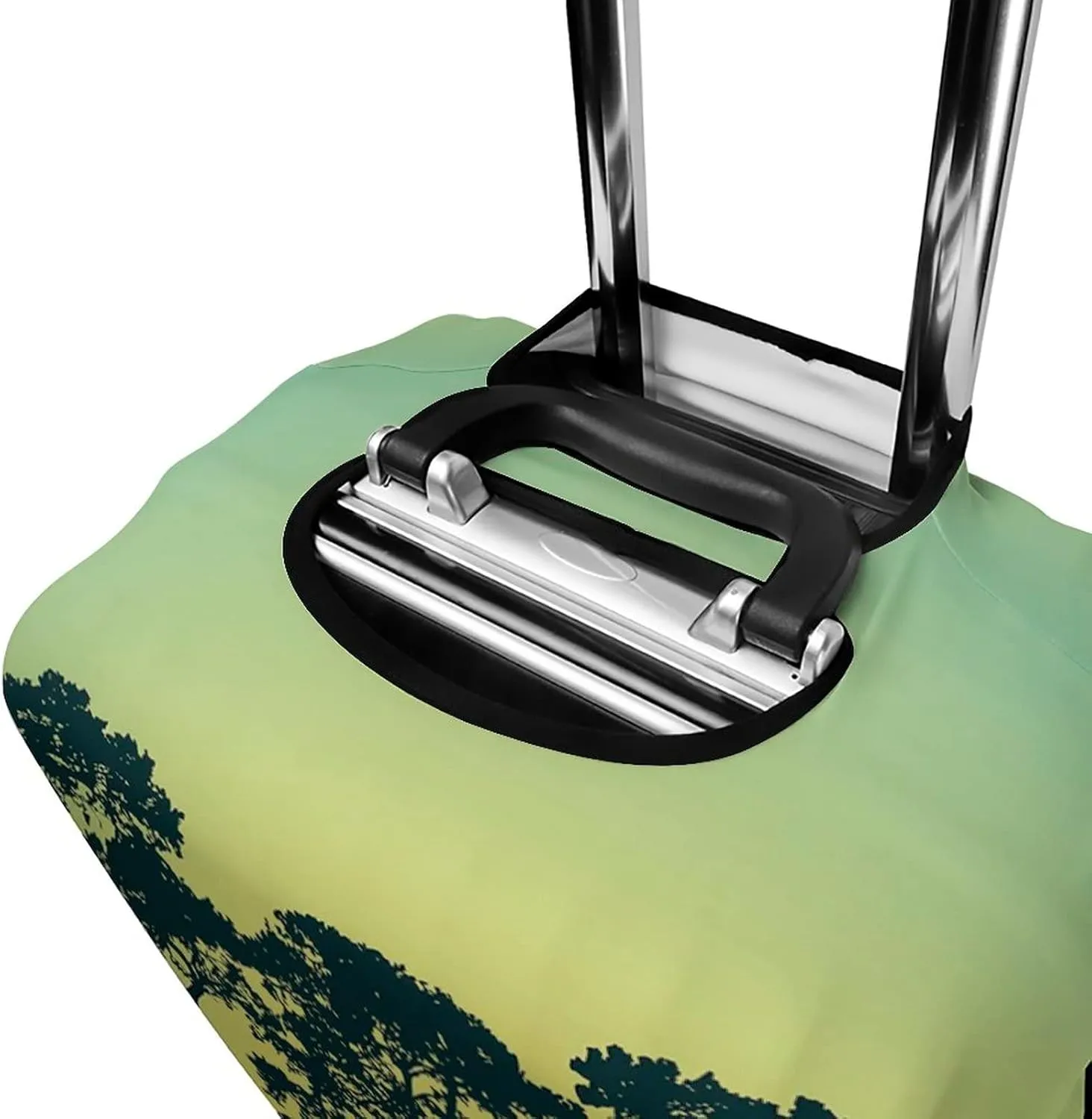 Travel Luggage Cover, Apartment Decor Travel Suitcase Cover, Mystic Forest with Trees Abstract Mountain View and, Fits 30-32 Inch Luggage, Washable Dustproof Anti-Scratch, Blue and Green