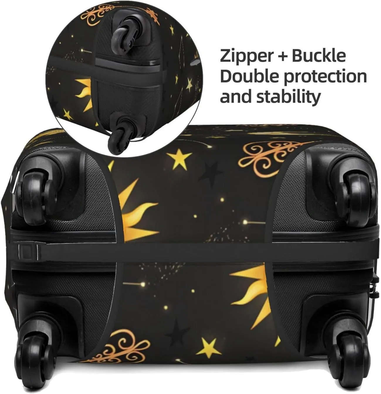 Travel Luggage Cover Elastic Wash Stretch Boho Sun Moon Star Constellations Suitcase Protector Bag,Anti-Scratch Dust-Proof With Zipper Closure Baggage Covers For Wheeled Suitcase Kid Adult