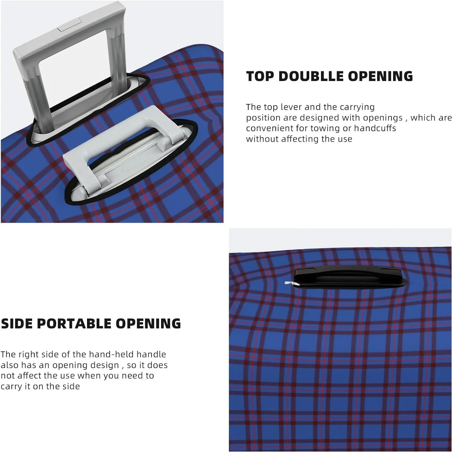Travel Luggage Cover, Elliot Modern Tartan Suitcase Protector Fits 18-32 Inch Baggage Cover Small