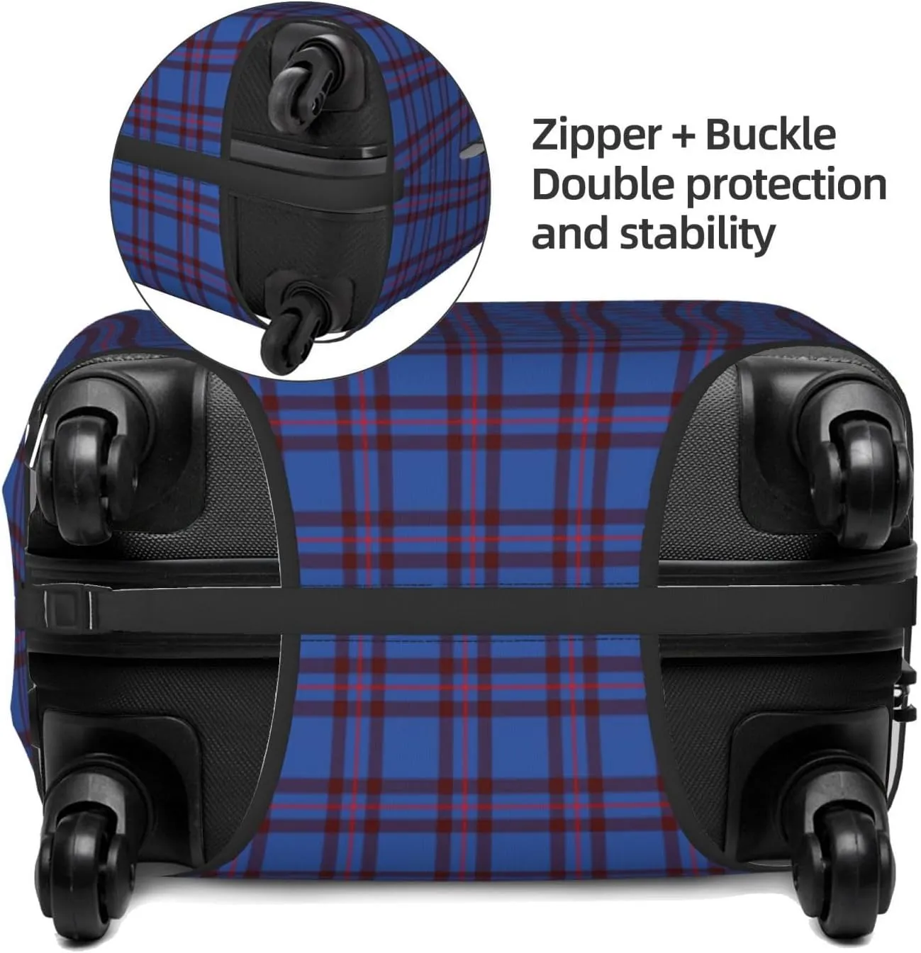 Travel Luggage Cover, Elliot Modern Tartan Suitcase Protector Fits 18-32 Inch Baggage Cover X-Large