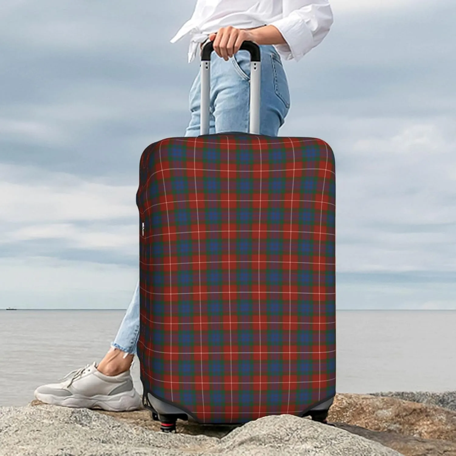 Travel Luggage Cover, Fraser Ancient Tartan Suitcase Protector Fits 18-32 Inch Baggage Cover Medium