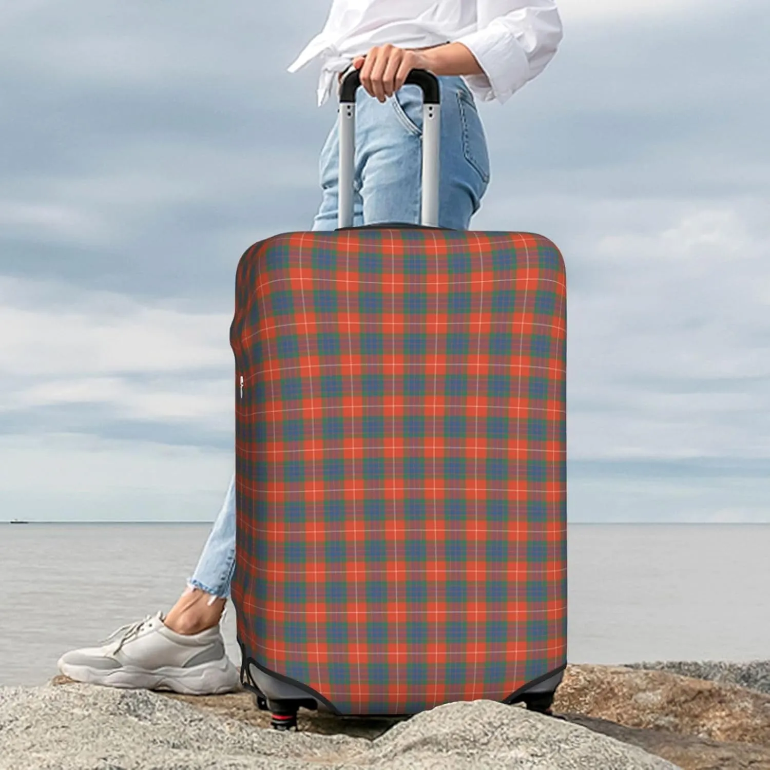 Travel Luggage Cover, Fraser Dress Ancient Tartan Suitcase Protector Fits 18-32 Inch Baggage Cover Medium