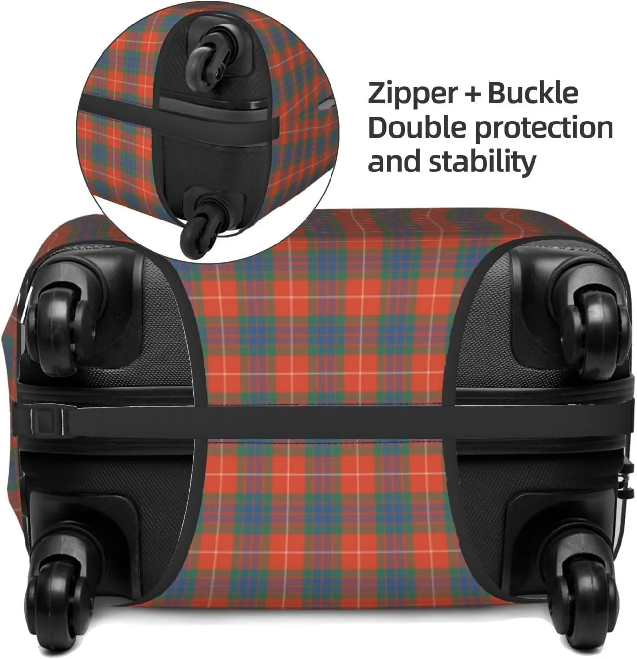 Travel Luggage Cover, Fraser Dress Ancient Tartan Suitcase Protector Fits 18-32 Inch Baggage Cover Medium