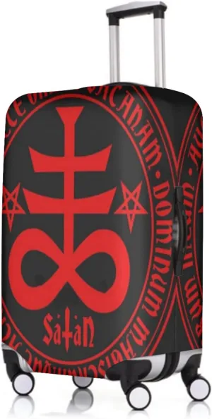 Travel Luggage Cover Occult Hail Satan Baphomet in Pentagram Suitcase Protector   Travel Luggage Tags Bag Tags Elastic Fits 18-21 Inch Luggage-Small