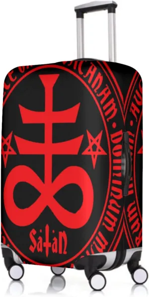 Travel Luggage Cover Occult Hail Satanic Cross With Hail Satan Suitcase Protector   Travel Luggage Tags Bag Tags Elastic Fits 29-32 Inch Luggage- X-Large