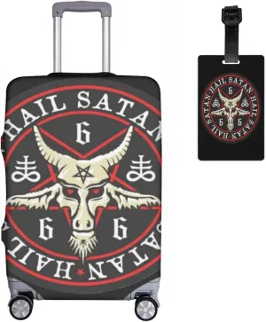 Travel Luggage Cover Occult Satan Baphomet Goat Pentagram Art Suitcase Protector   Travel Luggage Tags Bag Tags Elastic Fits 18-21 Inch Luggage-Small