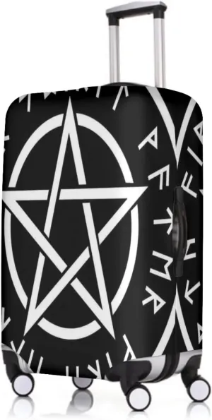 Travel Luggage Cover Pentagram Wicca Pentacle Celtic Witch Pagan Suitcase Protector   Travel Luggage Tags Bag Tags Elastic Fits 22-25 Inch Luggage-Medium