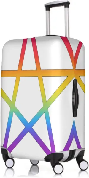 Travel Luggage Cover Rainbow Gay Pride Pentacle Pagan Wiccan Suitcase Protector   Travel Luggage Tags Bag Tags Elastic Fits 29-32 Inch Luggage- X-Large