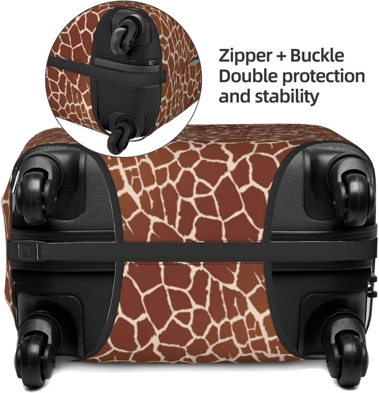 Travel Luggage Cover Suitcase Elastic Washable African Giraffe Skin Print Suitcase Protector Bag,Spandex Double-Sided Baggage Covers,Medium