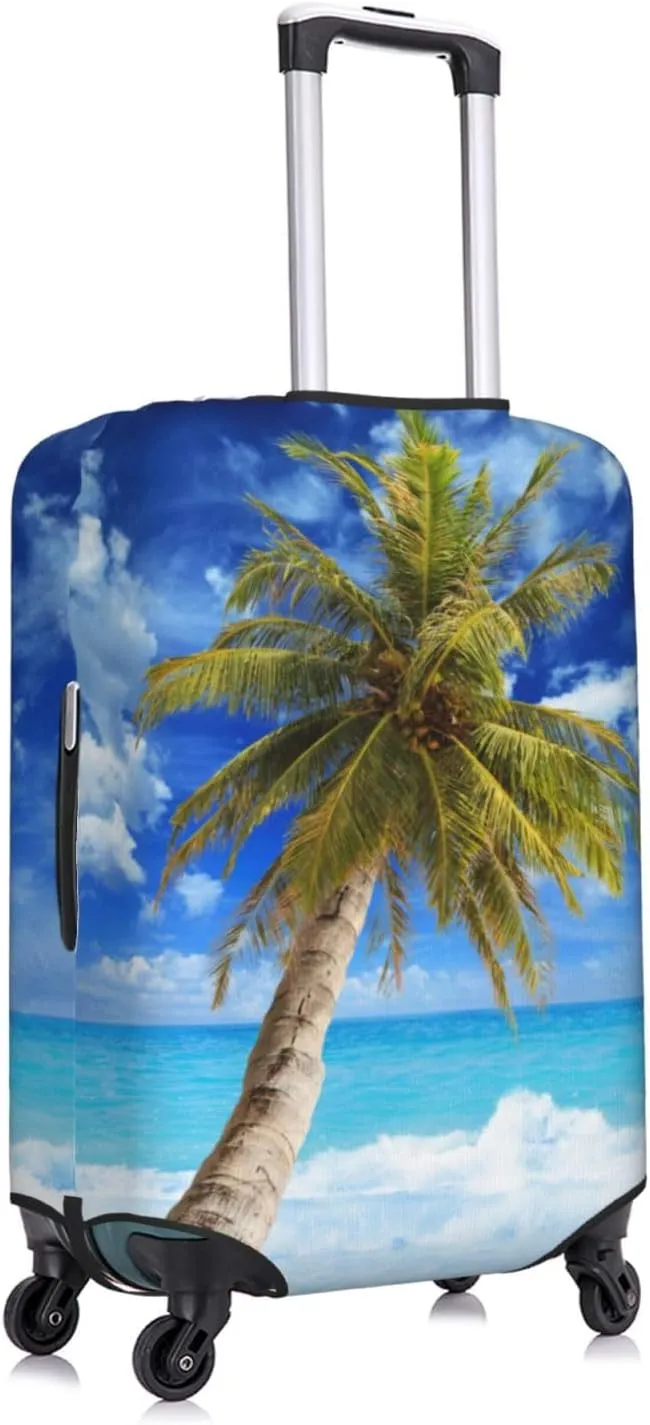 Travel Luggage Cover Suitcase Elastic Washable Beach Palm Tree 2 Suitcase Protector Bag,Spandex Double-Sided Baggage Covers For Kid Adult,Large