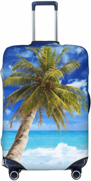 Travel Luggage Cover Suitcase Elastic Washable Beach Palm Tree 2 Suitcase Protector Bag,Spandex Double-Sided Baggage Covers For Kid Adult,Large