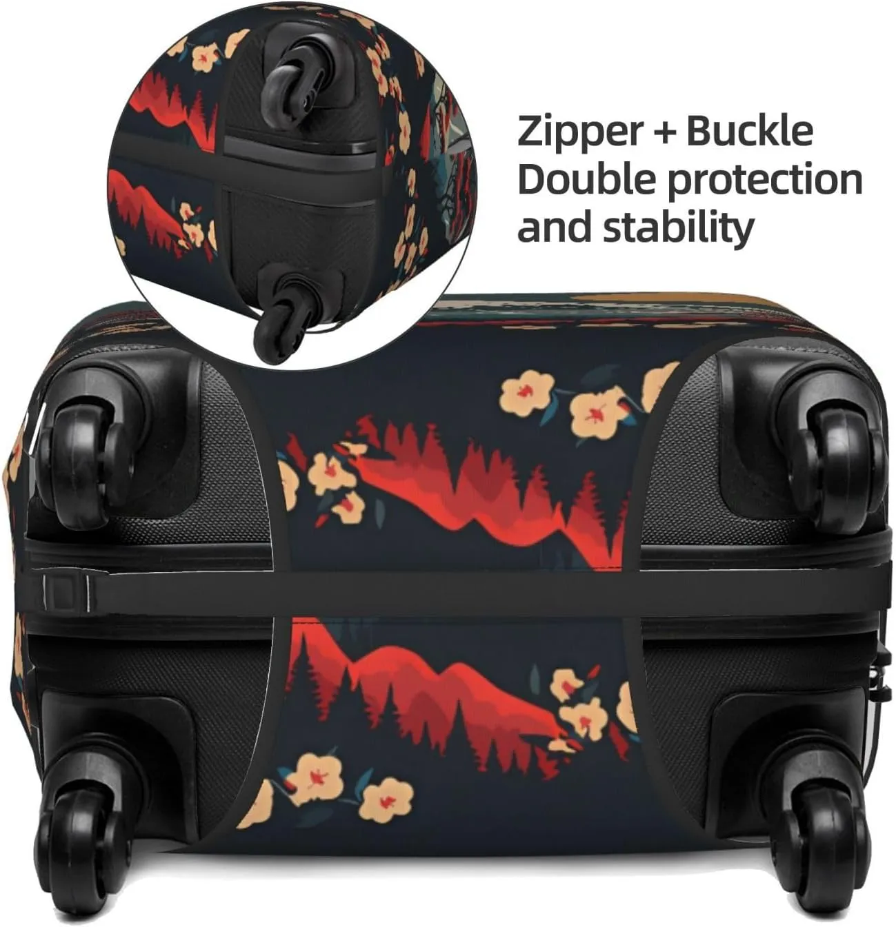 Travel Luggage Cover Suitcase Elastic Washable Japanese Mountain Landscape 2 Suitcase Protector Bag,Spandex Double-Sided Baggage Covers For Kid Adult,Large
