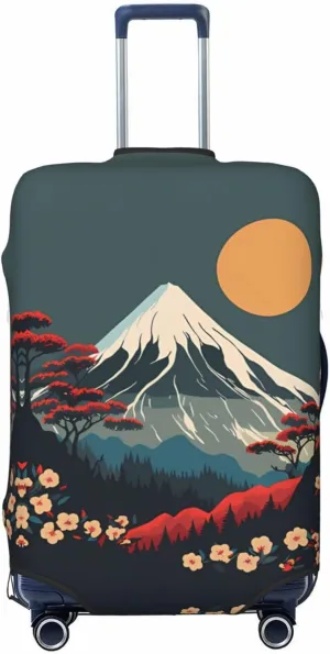 Travel Luggage Cover Suitcase Elastic Washable Japanese Mountain Landscape 2 Suitcase Protector Bag,Spandex Double-Sided Baggage Covers For Kid Adult,Large