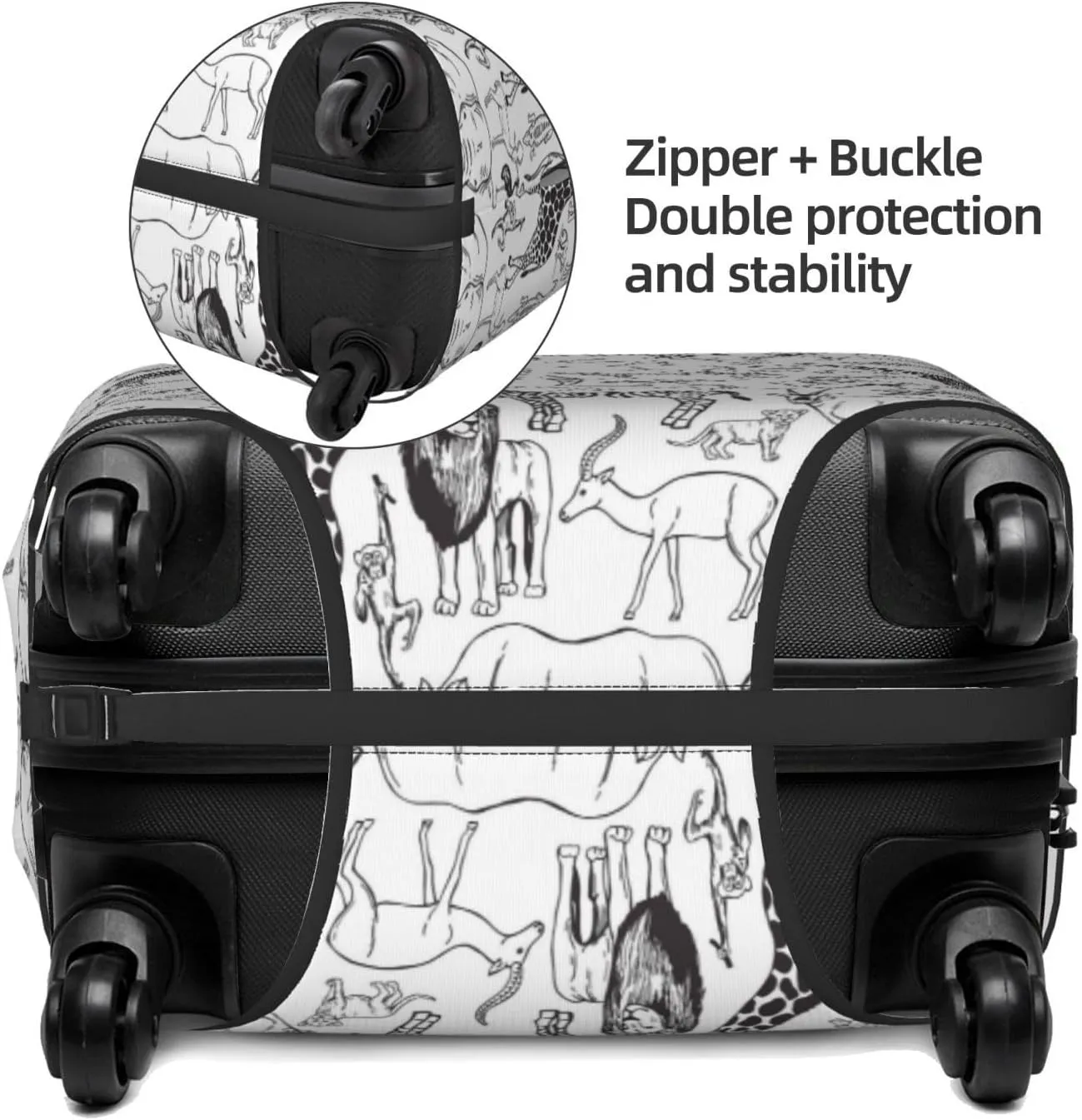 Travel Luggage Cover Suitcase Elastic Washable Stretch African Animlas Zoo Suitcase Protector Bag,Anti-Scratch Spandex Double-Sided Baggage Covers,Large
