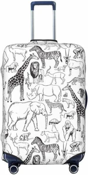 Travel Luggage Cover Suitcase Elastic Washable Stretch African Animlas Zoo Suitcase Protector Bag,Anti-Scratch Spandex Double-Sided Baggage Covers,Large