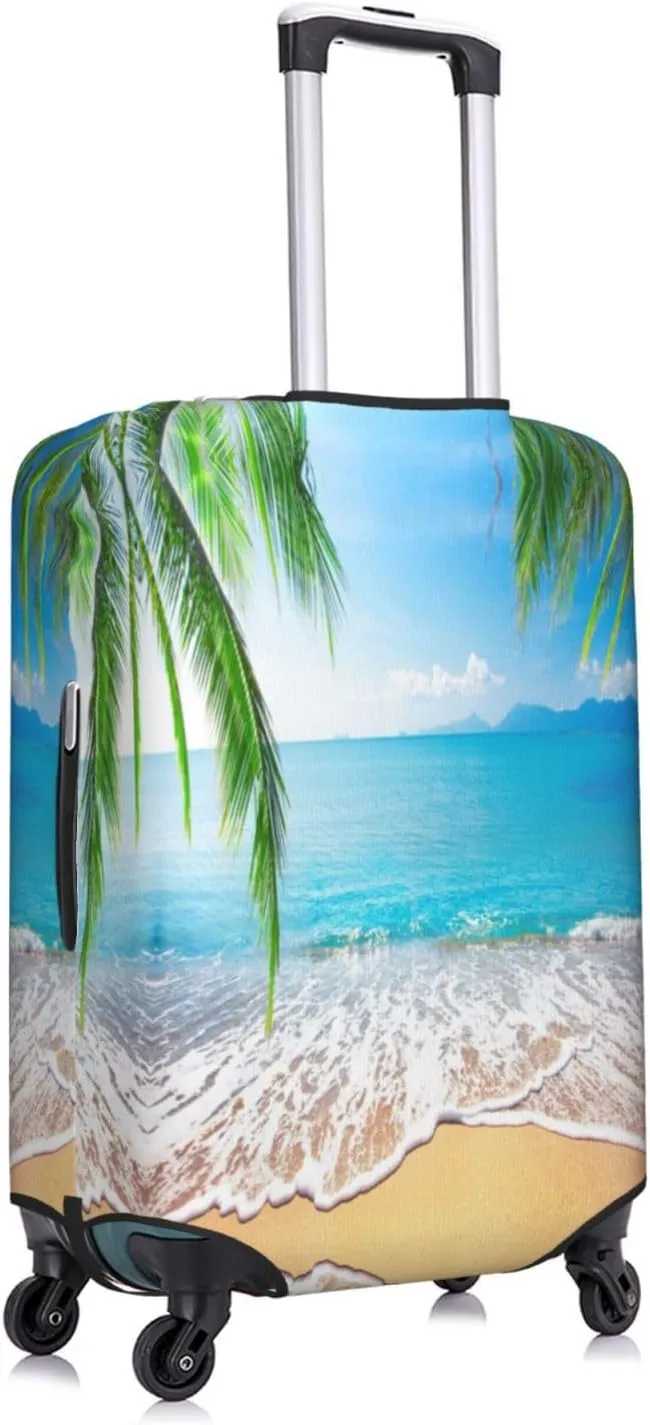 Travel Luggage Cover Suitcase Elastic Washable Stretch Beach Palm Print Suitcase Protector Bag,Anti-Scratch Dust-Proof Double-Sided Baggage Covers,Large