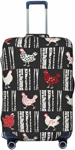 Travel Luggage Cover Suitcase Elastic Washable Stretch Chicken Birch Trunk Print Suitcase Protector Bag,Anti-Scratch Spandex With Zipper Closure Baggage Covers For Wheeled Suitcase Kid Adult