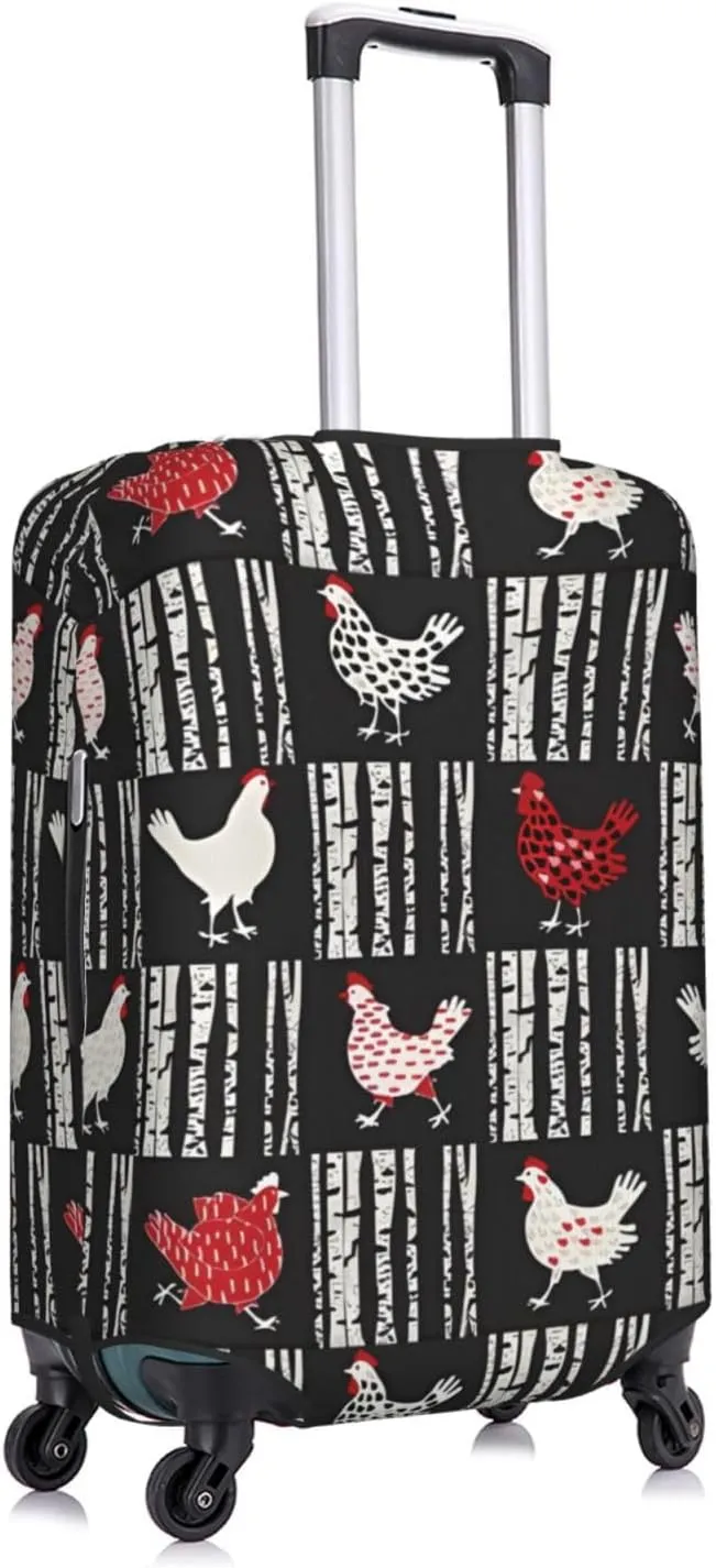 Travel Luggage Cover Suitcase Elastic Washable Stretch Chicken Birch Trunk Print Suitcase Protector Bag,Anti-Scratch Spandex With Zipper Closure Baggage Covers For Wheeled Suitcase Kid Adult