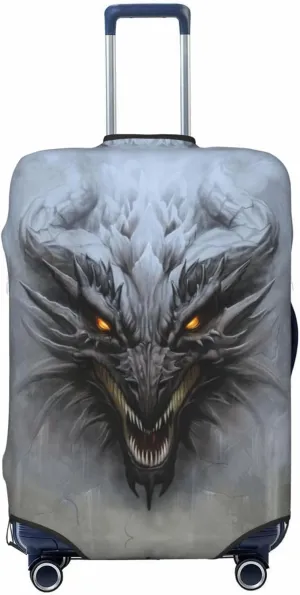 Travel Luggage Cover Suitcase Elastic Washable Stretch Dragon Head Suitcase Protector Bag,Anti-Scratch Dust-Proof With Zipper Closure Baggage Covers For Wheeled Suitcase Kid Adult