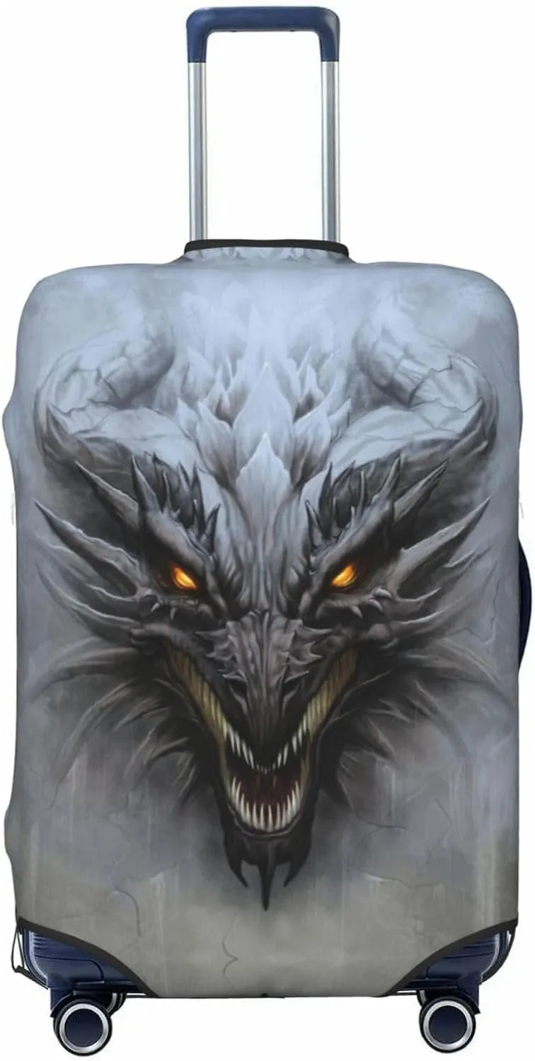 Travel Luggage Cover Suitcase Elastic Washable Stretch Dragon Head Suitcase Protector Bag,Anti-Scratch Dust-Proof With Zipper Closure Baggage Covers For Wheeled Suitcase Kid Adult