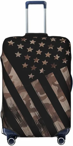 Travel Luggage Cover Suitcase Elastic Washable Stretch Grunge Camouflage American Flag Suitcase Protector Bag,Anti-Scratch Dust-Proof Double-Sided Baggage Covers For Wheeled Suitcase Kid Adult