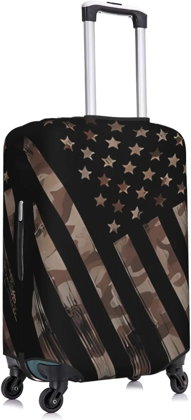 Travel Luggage Cover Suitcase Elastic Washable Stretch Grunge Camouflage American Flag Suitcase Protector Bag,Anti-Scratch Dust-Proof Double-Sided Baggage Covers For Wheeled Suitcase Kid Adult