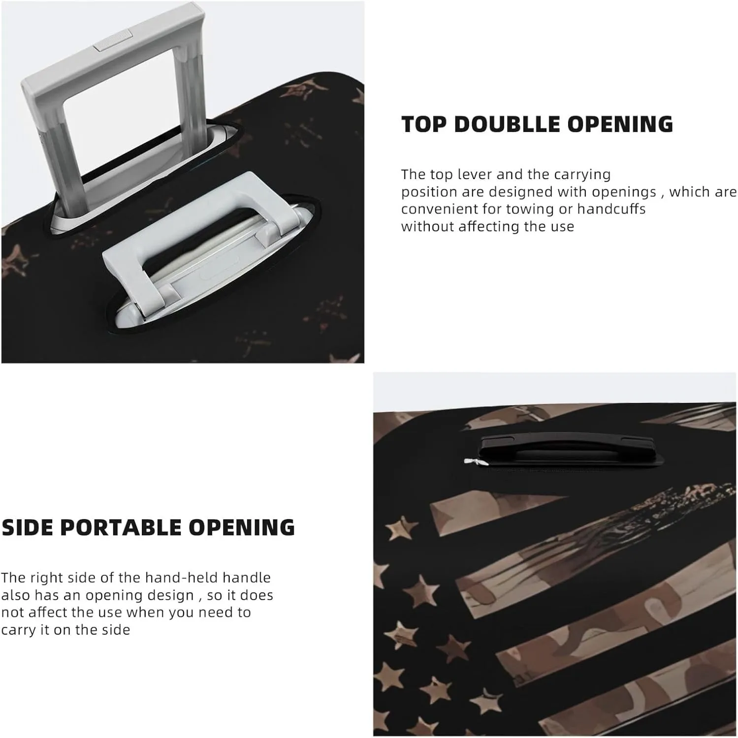 Travel Luggage Cover Suitcase Elastic Washable Stretch Grunge Camouflage American Flag Suitcase Protector Bag,Anti-Scratch Dust-Proof Double-Sided Baggage Covers For Wheeled Suitcase Kid Adult