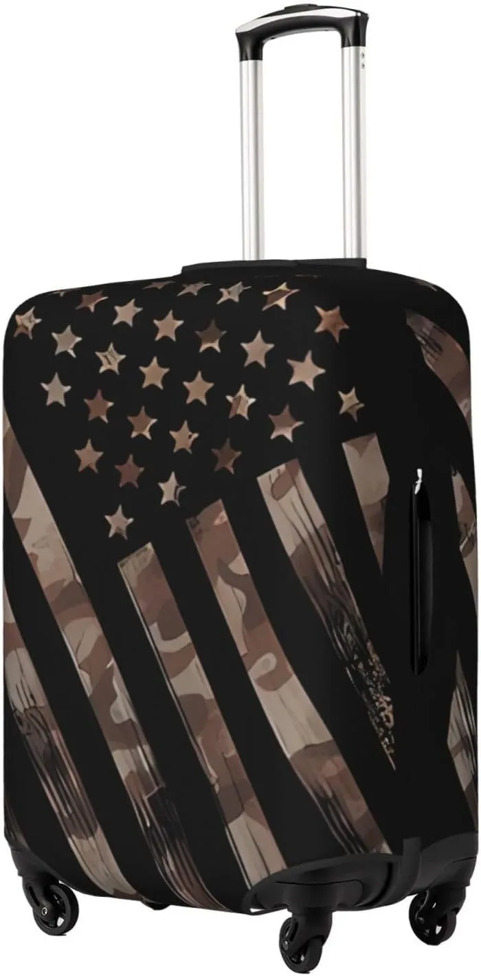 Travel Luggage Cover Suitcase Elastic Washable Stretch Grunge Camouflage American Flag Suitcase Protector Bag,Anti-Scratch Dust-Proof Double-Sided Baggage Covers For Wheeled Suitcase Kid Adult