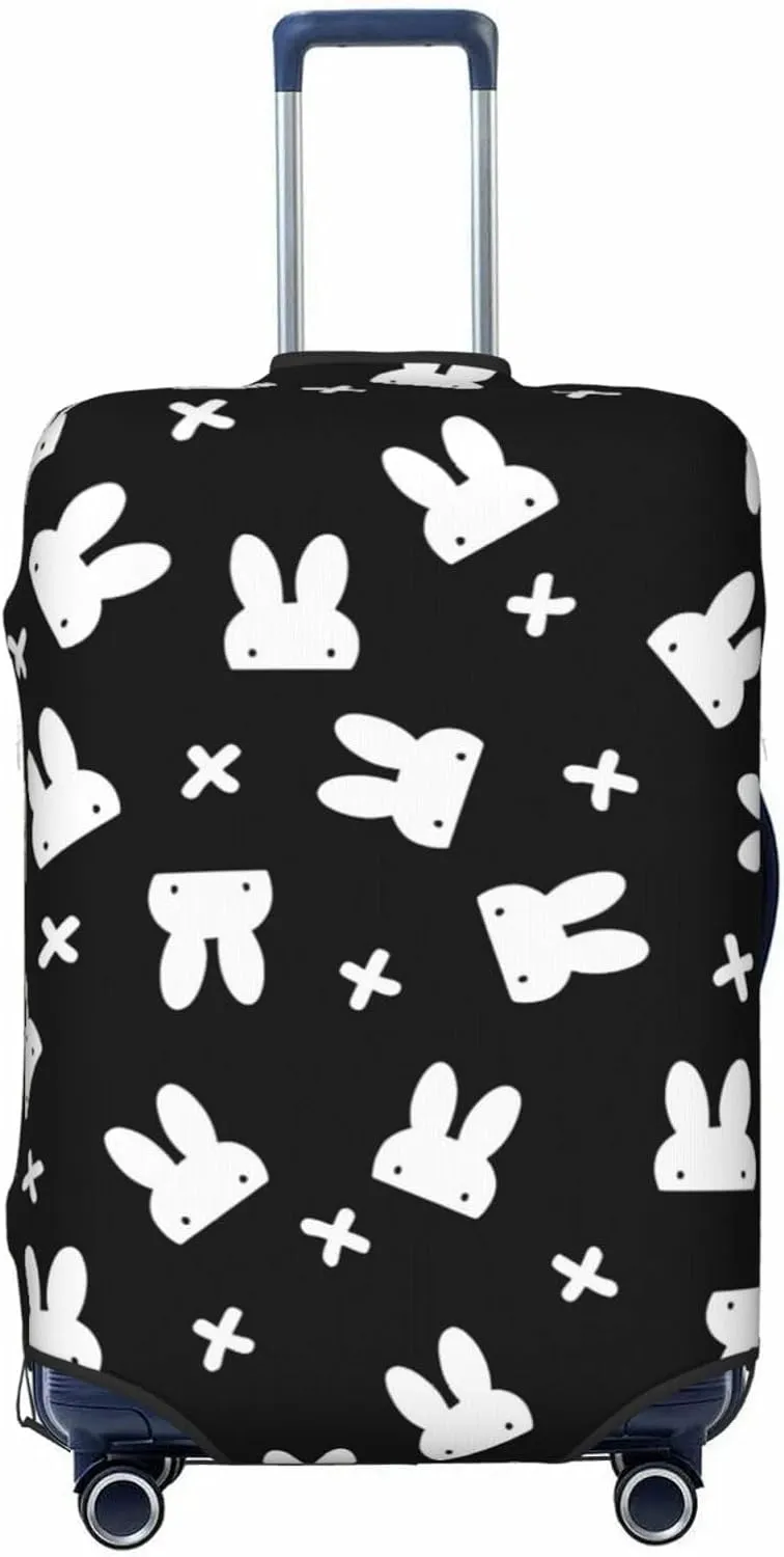 Travel Luggage Cover Suitcase Elastic Washable Stretch Hidden White Rabbit With Cross Easter Suitcase Protector Bag,Anti-Scratch Dust-Proof Double-Sided Baggage Covers,Large