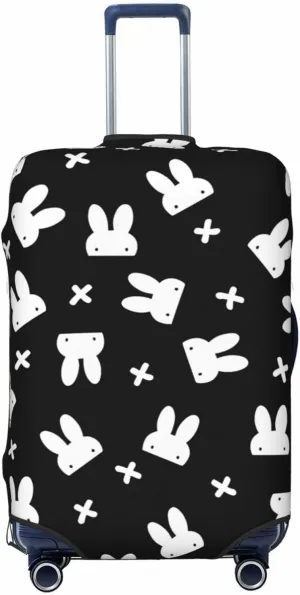 Travel Luggage Cover Suitcase Elastic Washable Stretch Hidden White Rabbit With Cross Easter Suitcase Protector Bag,Anti-Scratch Dust-Proof Double-Sided Baggage Covers,Large