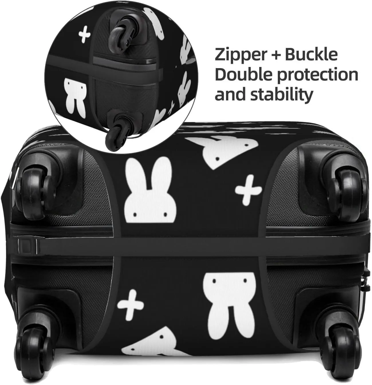 Travel Luggage Cover Suitcase Elastic Washable Stretch Hidden White Rabbit With Cross Easter Suitcase Protector Bag,Anti-Scratch Dust-Proof Double-Sided Baggage Covers,Large