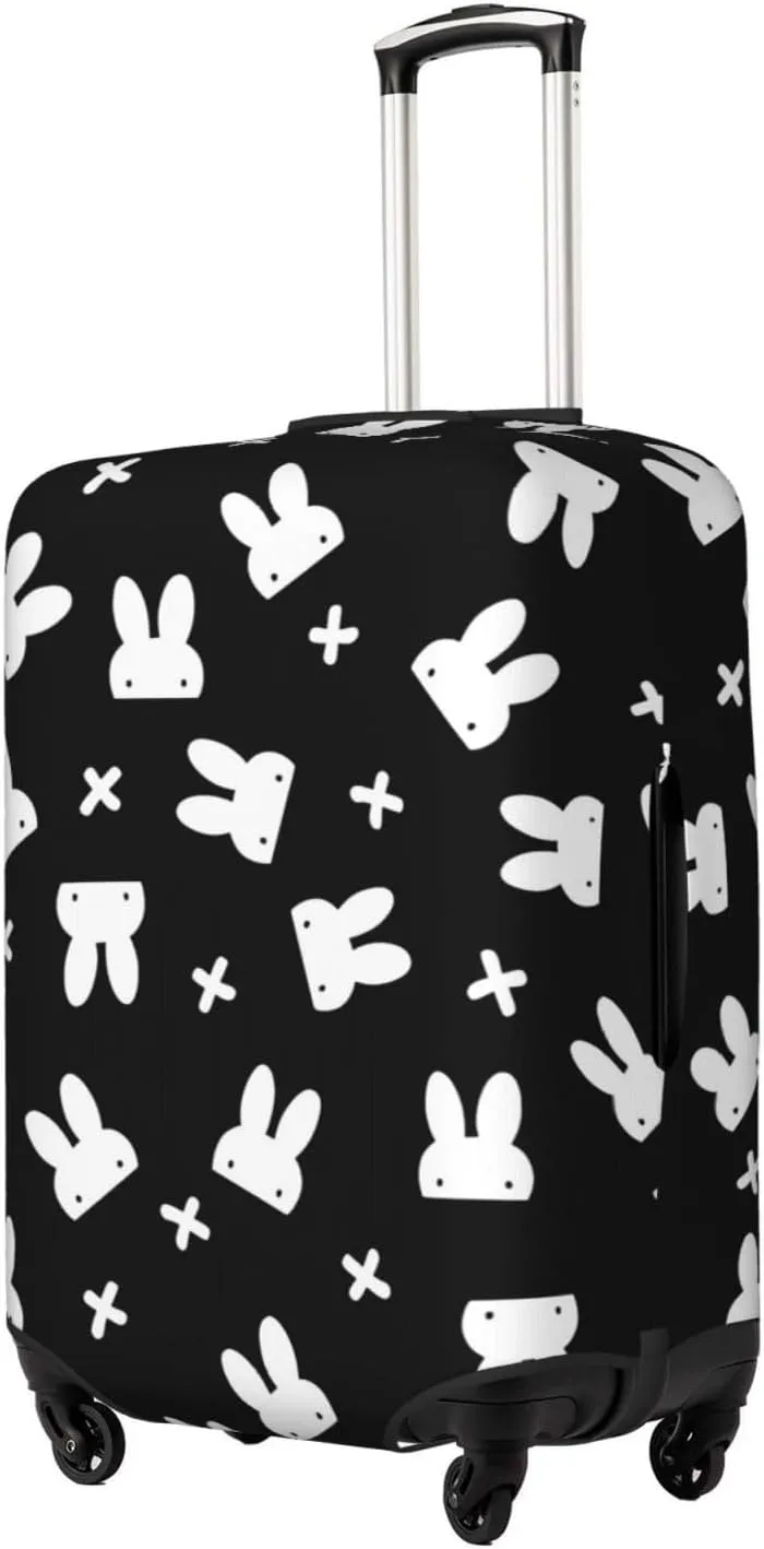 Travel Luggage Cover Suitcase Elastic Washable Stretch Hidden White Rabbit With Cross Easter Suitcase Protector Bag,Anti-Scratch Dust-Proof Double-Sided Baggage Covers,Large