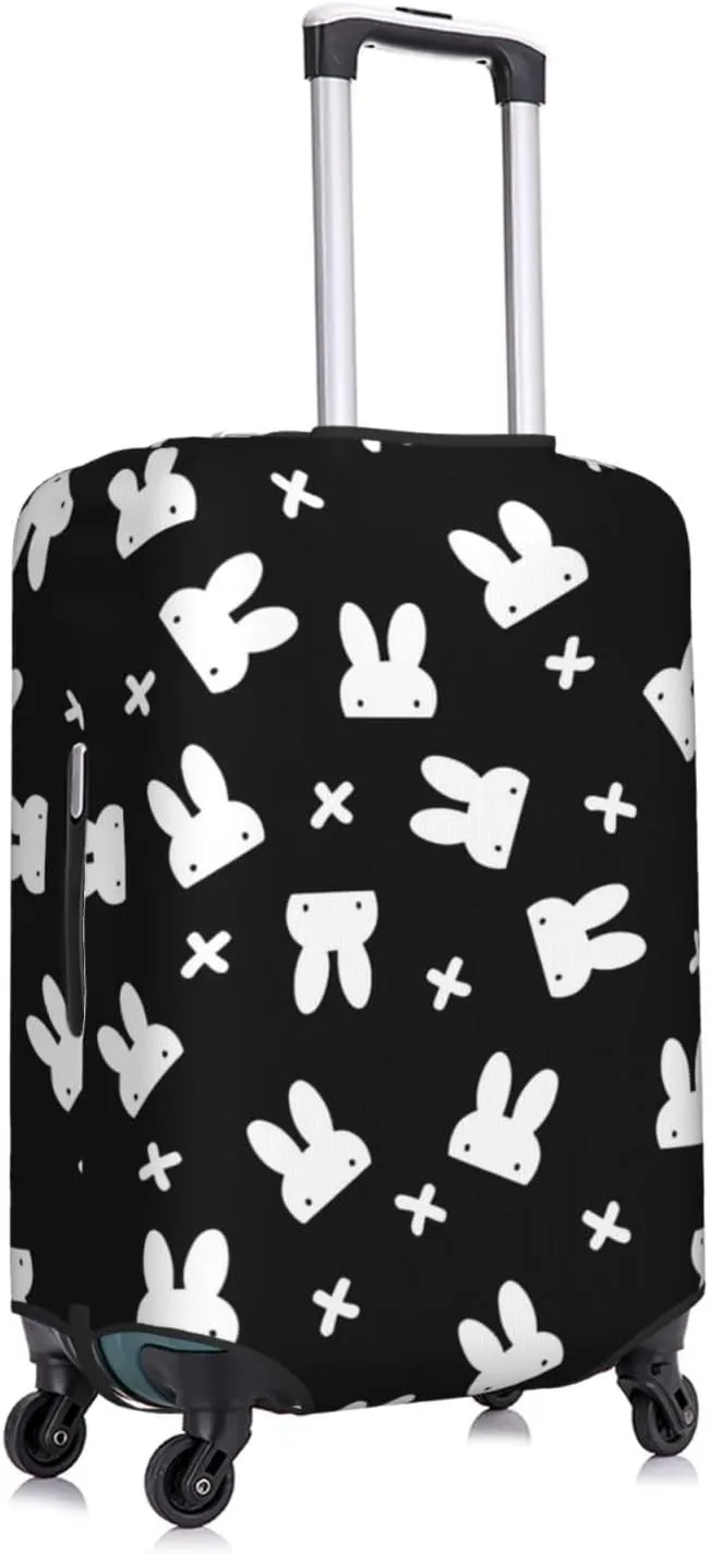 Travel Luggage Cover Suitcase Elastic Washable Stretch Hidden White Rabbit With Cross Easter Suitcase Protector Bag,Anti-Scratch Dust-Proof Double-Sided Baggage Covers,Large