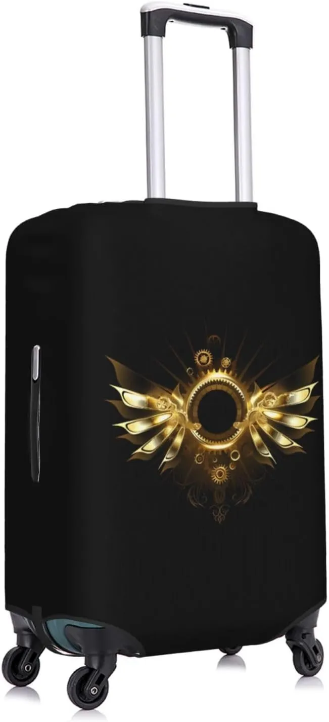 Travel Luggage Cover Suitcase Elastic Washable Stretch Mechanical Wings With Gears And Brass Suitcase Protector Bag,Anti-Scratch Dust-Proof Double-Sided