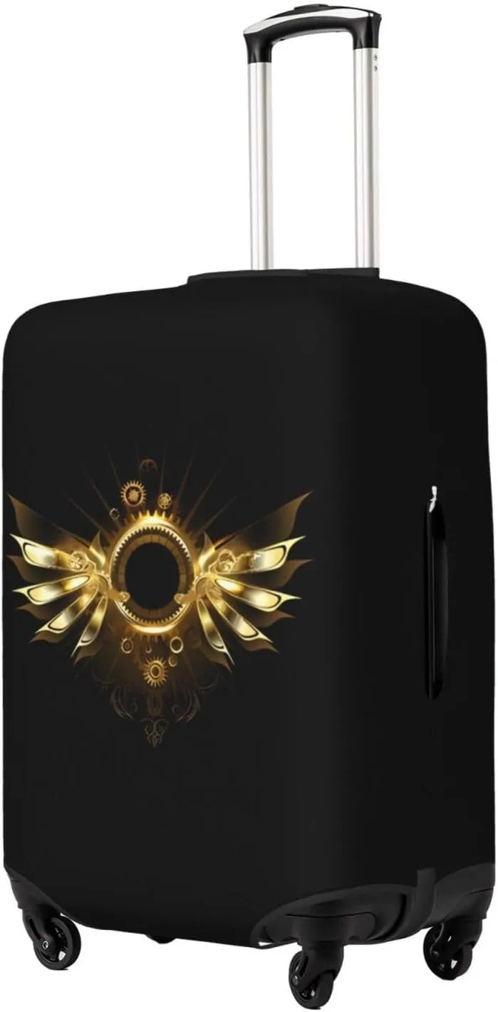 Travel Luggage Cover Suitcase Elastic Washable Stretch Mechanical Wings With Gears And Brass Suitcase Protector Bag,Anti-Scratch Dust-Proof Double-Sided
