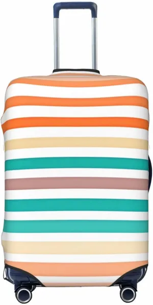 Travel Luggage Cover Suitcase Elastic Washable Stretch Orange Blue Stripes Suitcase Protector Bag,Anti-Scratch Spandex Double-Sided Baggage Covers For Wheeled Suitcase Kid Adult,Large