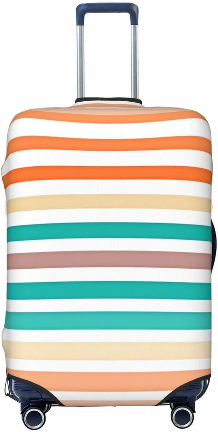 Travel Luggage Cover Suitcase Elastic Washable Stretch Orange Blue Stripes Suitcase Protector Bag,Anti-Scratch Spandex Double-Sided Baggage Covers For Wheeled Suitcase Kid Adult,Large