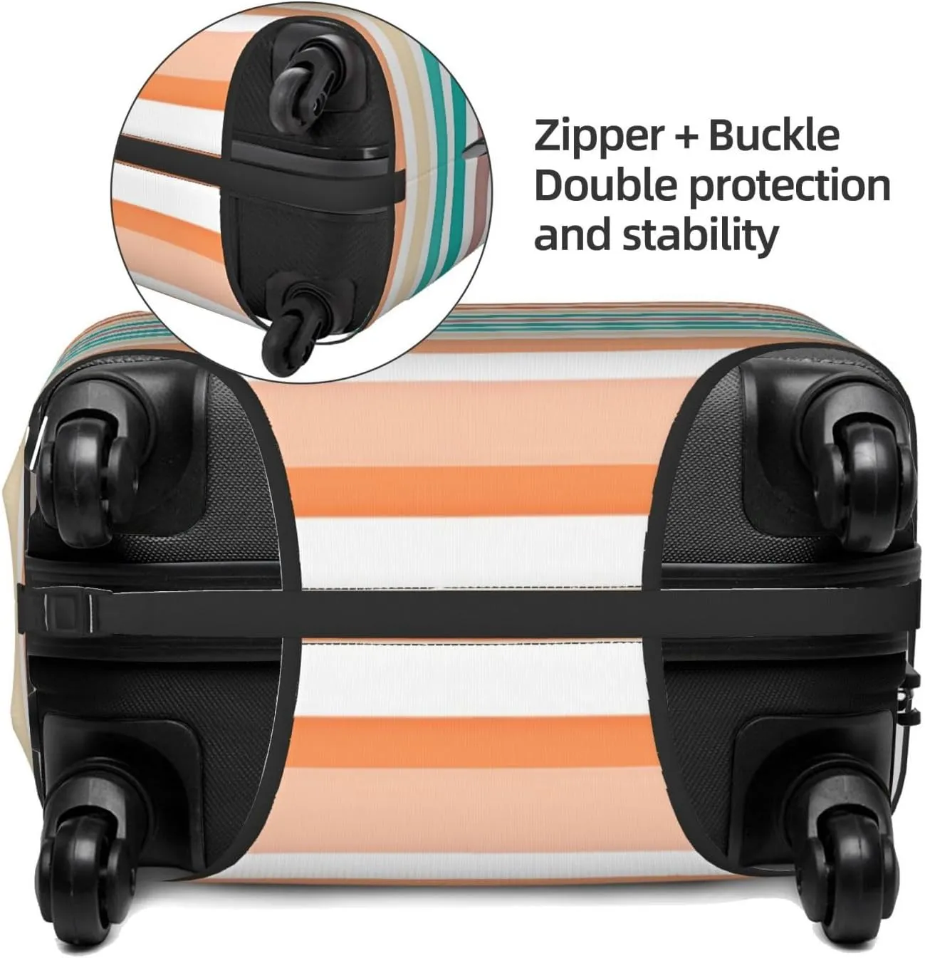 Travel Luggage Cover Suitcase Elastic Washable Stretch Orange Blue Stripes Suitcase Protector Bag,Anti-Scratch Spandex Double-Sided Baggage Covers For Wheeled Suitcase Kid Adult,Large