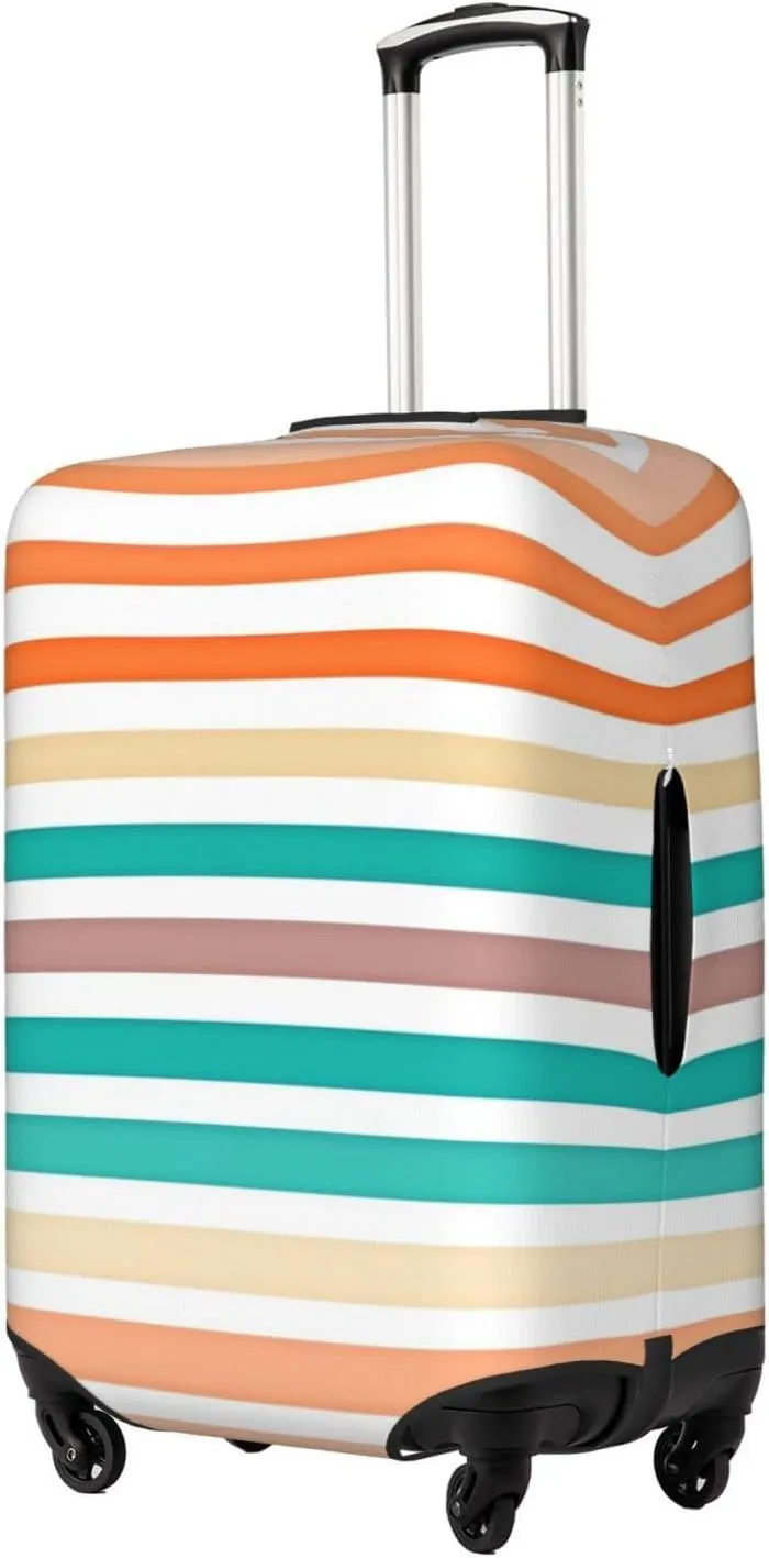 Travel Luggage Cover Suitcase Elastic Washable Stretch Orange Blue Stripes Suitcase Protector Bag,Anti-Scratch Spandex Double-Sided Baggage Covers For Wheeled Suitcase Kid Adult,Large