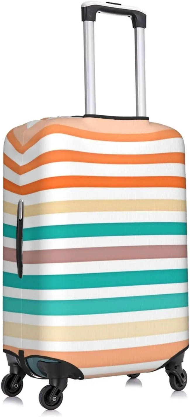 Travel Luggage Cover Suitcase Elastic Washable Stretch Orange Blue Stripes Suitcase Protector Bag,Anti-Scratch Spandex Double-Sided Baggage Covers For Wheeled Suitcase Kid Adult,Large